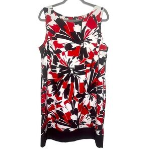 Bold Red and Black Floral Sleeveless Dress‎